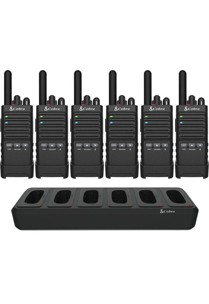 Cobra PX650 BCH6 - Professional/Business Walkie Talkies - Rechargeable, 300,000 sq. ft/25 Floor Range, Dust Protected and Splashproof (IP54 rating), Two-Way Radio Set (6-Pack)