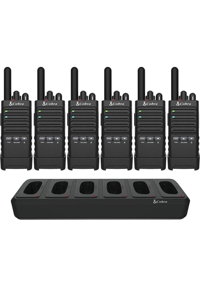 Cobra PX650 BCH6 – Professional/Business Walkie Talkies – Rechargeable, 300,000 sq. ft/25 Floor Range, Dust Protected and Splashproof (IP54 rating), Two-Way Radio Set (6-Pack)
