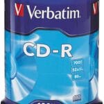 Verbatim CD-R Blank Discs 700MB 80 Minutes 52X Recordable Disc for Data and Music - 100pk Spindle Frustration Free Packaging,Blue