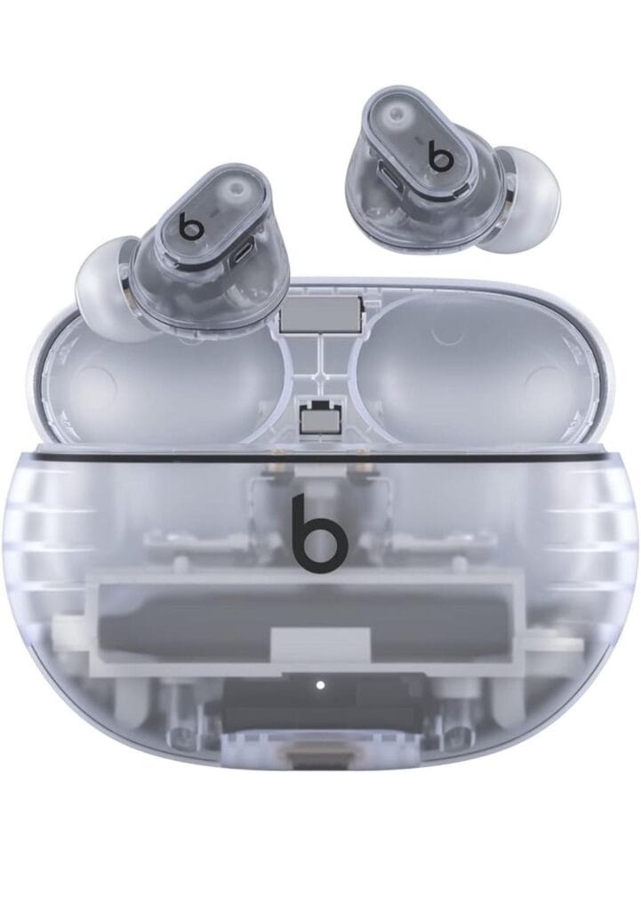 Beats Studio Buds + | True Wireless Noise Cancelling Earbuds, Enhanced Apple & Android Compatibility, Built-in Microphone, Sweat Resistant Bluetooth Headphones, Spatial Audio - Transparent