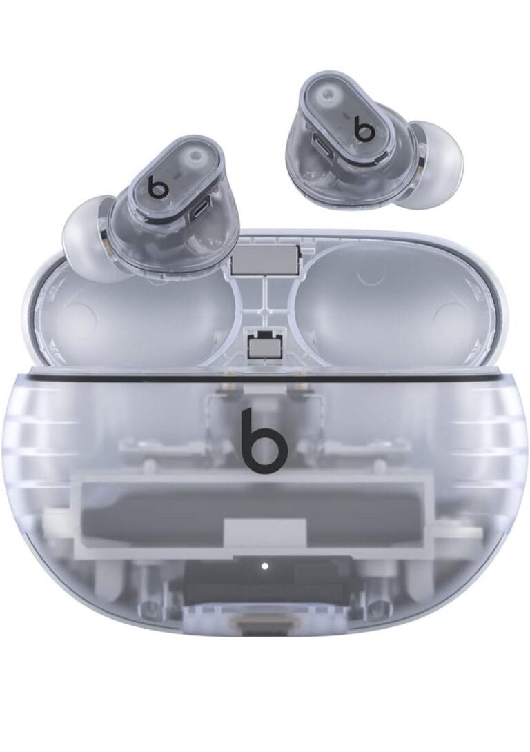 Beats Studio Buds + | True Wireless Noise Cancelling Earbuds, Enhanced Apple & Android Compatibility, Built-in Microphone, Sweat Resistant Bluetooth Headphones, Spatial Audio – Transparent