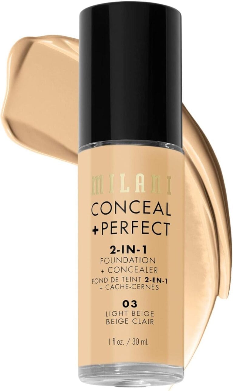 Milani Conceal + Perfect Liquid Foundation – Light Beige, 1 Fl. Oz. Cruelty-Free, Water-Resistant, Oil-Free, Medium-To-Full Coverage, Satin Matte Finish
