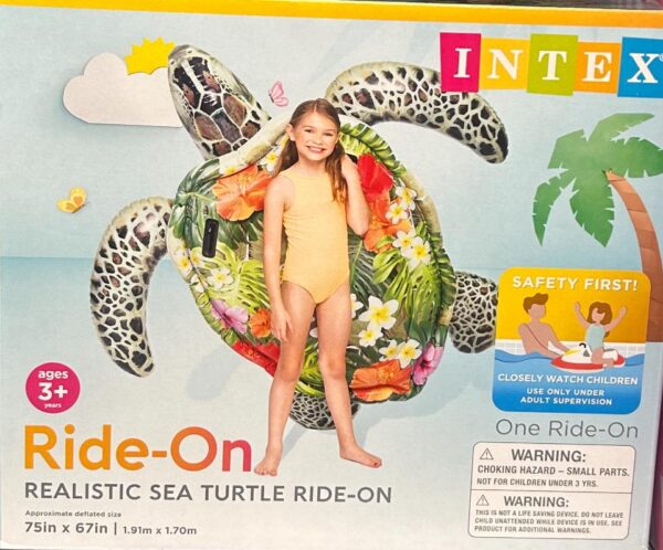 Realistic Sea Turtle Inflatable Ride-On Pool Float with Handles 57555EP