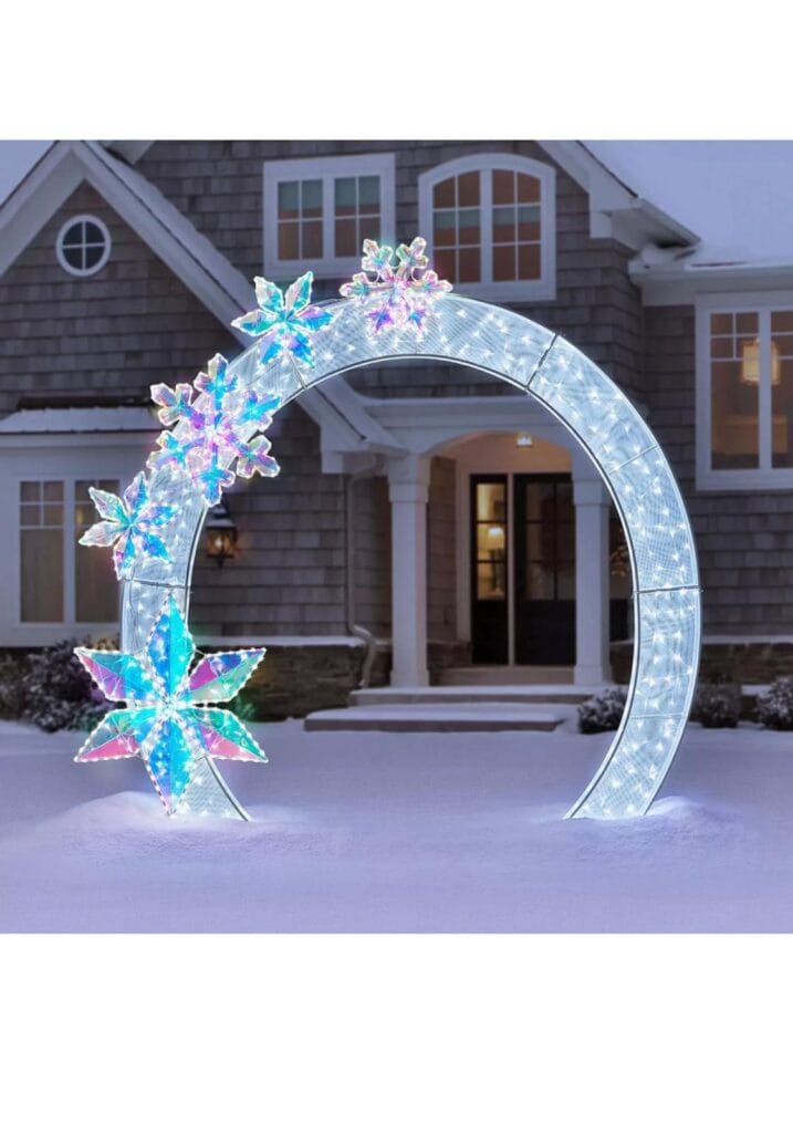 8' Pre-Lit Arch with Prismatic Snowflakes Outdoor Holiday Decor Christmas