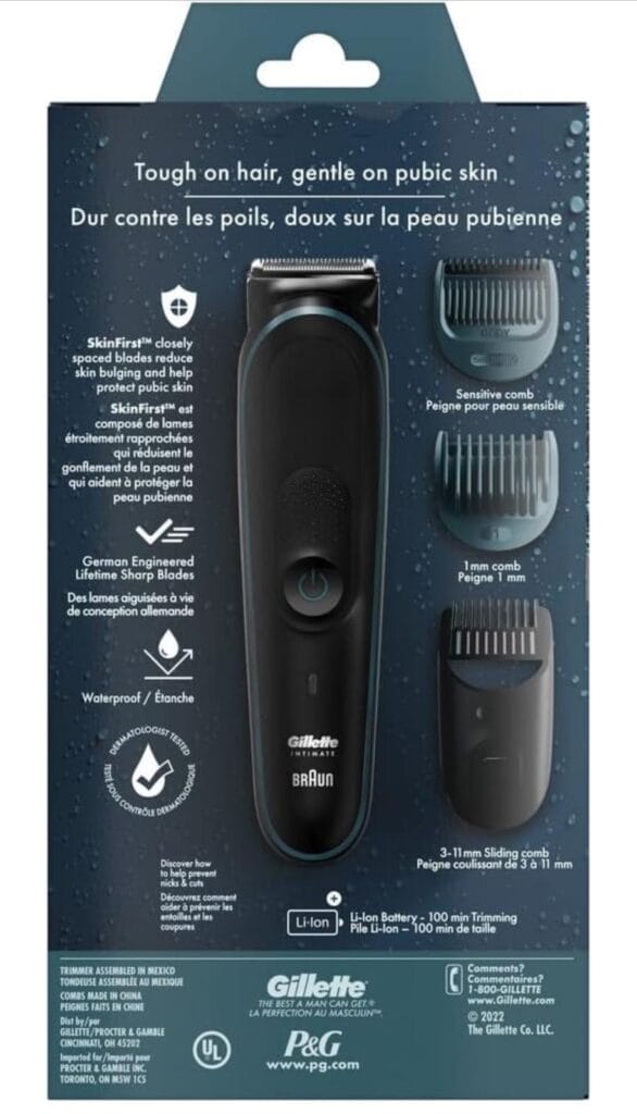 Gillette Intimate Men’s Manscape Pubic Hair Trimmer, SkinFirst Ball i5 Trimmer for Men,
