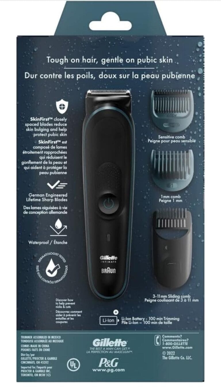 Gillette Intimate Men’s Manscape Pubic Hair Trimmer, SkinFirst Ball i5 Trimmer for Men,