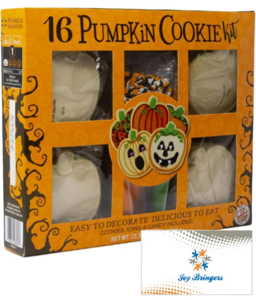 Halloween And Thanksgiving Pumpkin Shaped Cookie Decorating Kit - 16 Count Bundled With Joy Bringers Magnet