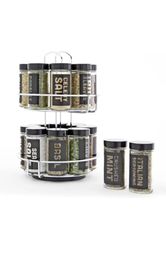 Two Tier Chrome 16 Piece Spice Rack Organizer with Spices Included,