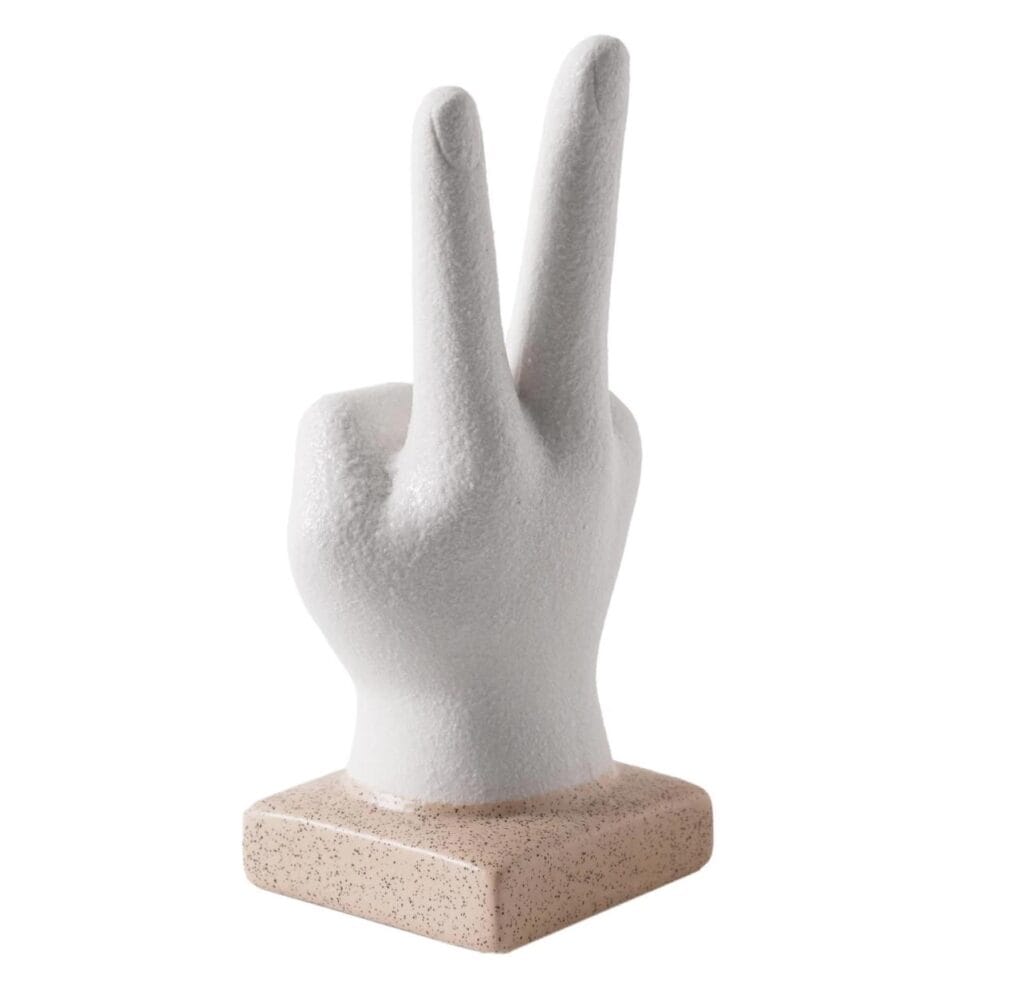 Creative Hand Sculpture Decor,Resin Finger Statue Sculpture Home & Office Desk Ornament (White-Yes)