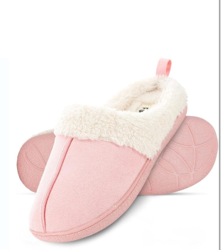 House Slippers for Women, Fur Lined Clog Womens Slippers Cozy Memory Foam with Indoor & Outdoor Anti Skid Sole