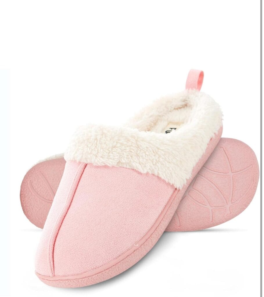House Slippers for Women, Fur Lined Clog Womens Slippers Cozy Memory Foam with Indoor & Outdoor Anti Skid Sole
