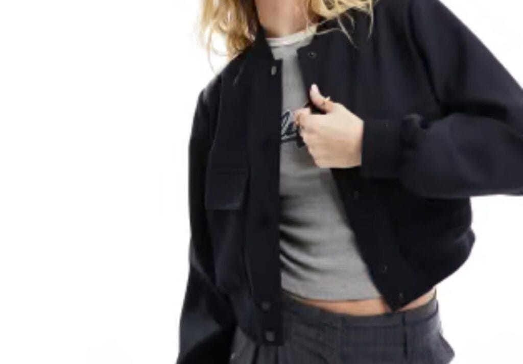 Sweaty Rocks Women's Cropped Lightweight Jacket Stretchy Button Down Bomber Outwear