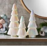 Pre -Lit iridescent Glass Trees ,Set of 3