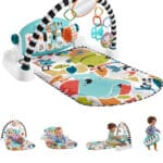 Fisher-Price Baby Playmat Glow and Grow Kick & Play Piano Gym, Blue Musical Learning Toy with Developmental Activities for Newborns 0+ Months
