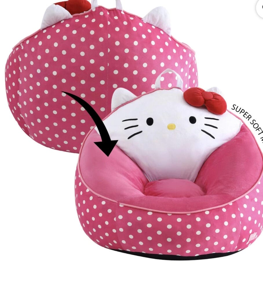 Hello Kitty Kids' Compressed Foam Bean Bag Chair, Pink
