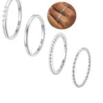 APSVO 4PCS 925 Sterling Silver Rings for Women,Non Tarnish Knuckle Dainty Fashion CZ Ring Pinky Thin Thumb Stackable Ring Set Anniversary Valentine's Day Christmas Jewelry Gift Size 6/7/8/9/10