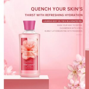 Vital Luxury Bath and Body Care Gift and Travel Set, Japanese Cherry Blossom Scent, with Body Lotion, Shower Gel and Body Mist