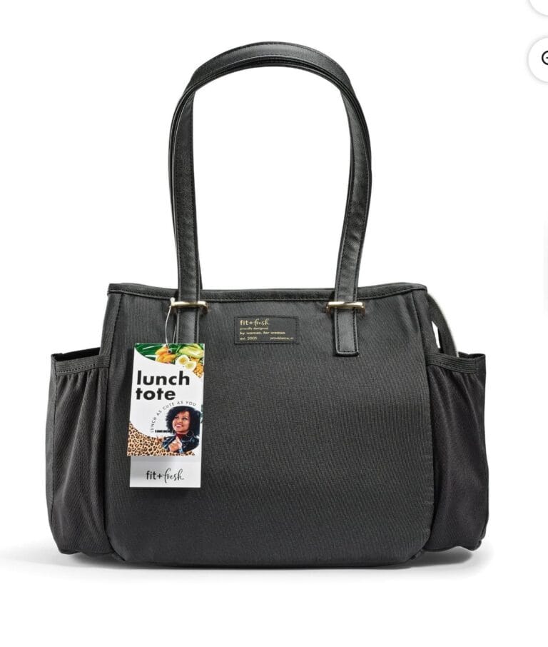 Fit & Fresh Copley Lunch Bag for Women, Large Lunch Tote, Reusable Insulated Lunch Bag for Work, Black