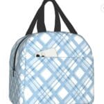 Faty-T Blue Checker Lunch Bag for Women Men Reusable Insulated Large Cooler Lunch Box Tote Bag for Work,Picnic,Camping,Travel