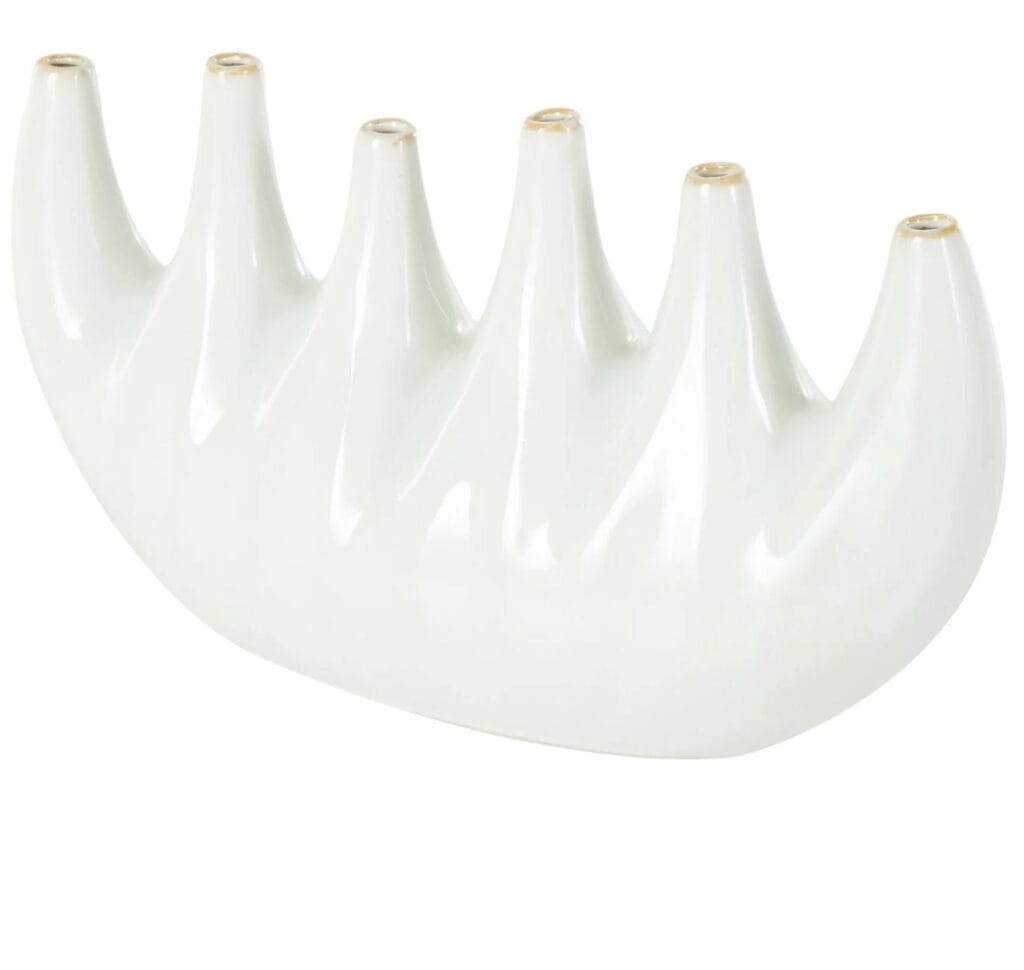 Dec Mode 10" White Ceramic Vase with Multiple Openings