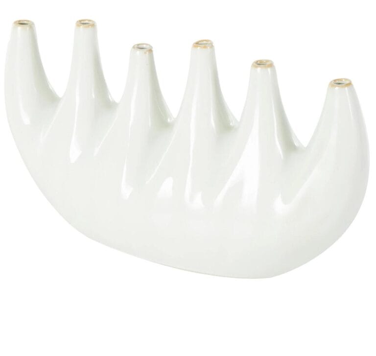 Dec Mode 10″ White Ceramic Vase with Multiple Openings