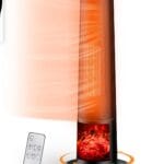 Qunler Space Heater with Remote, 1500W Portable Electric 26" Tower Heater with Tip-over and Overheat Protection, 12H Timer, Heating Fan for Desk Office, Black