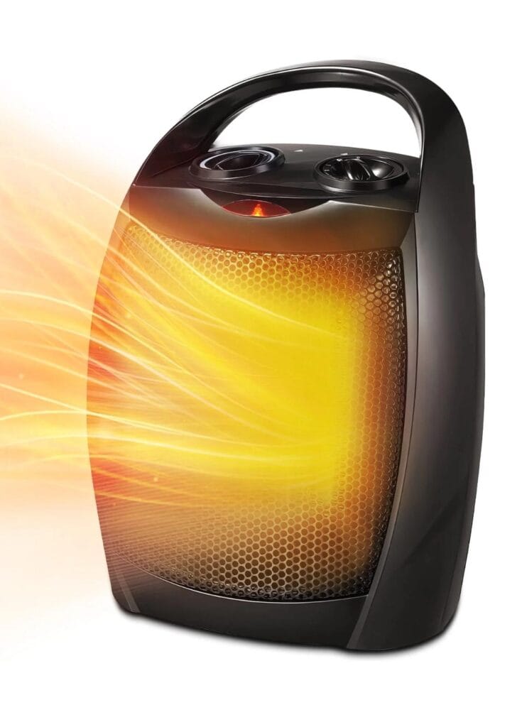 LHRIVER Compact 1500W/750W Space Heater with Thermostat - ETL Certified Ceramic Portable Heater Fan, Ideal for Home/Dorm/Office/Kitchen, Black