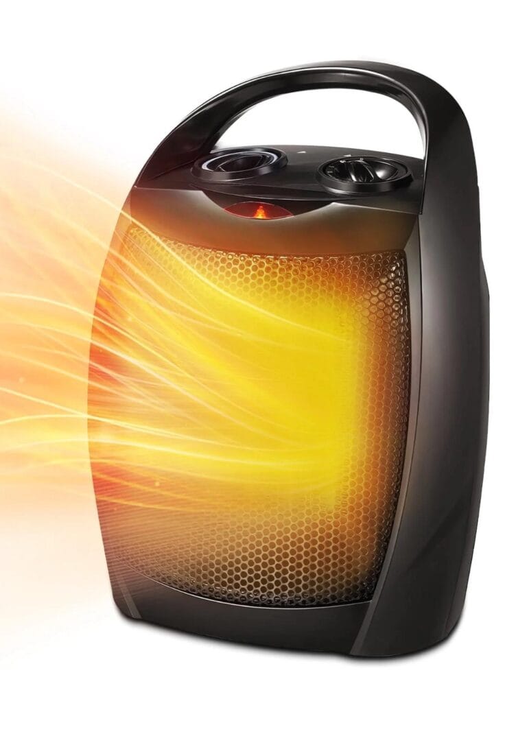 LHRIVER Compact 1500W/750W Space Heater with Thermostat – ETL Certified Ceramic Portable Heater Fan, Ideal for Home/Dorm/Office/Kitchen, Black