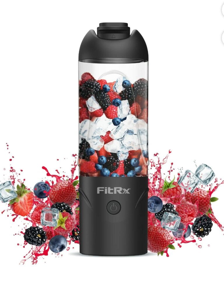 FitRx Rocket Electric Smoothie Blender Bottle, Rechargeable Portable Personal Blender, 18oz., Black