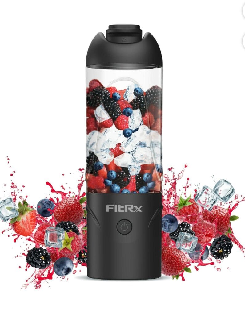 FitRx Rocket Electric Smoothie Blender Bottle, Rechargeable Portable Personal Blender, 18oz., Black