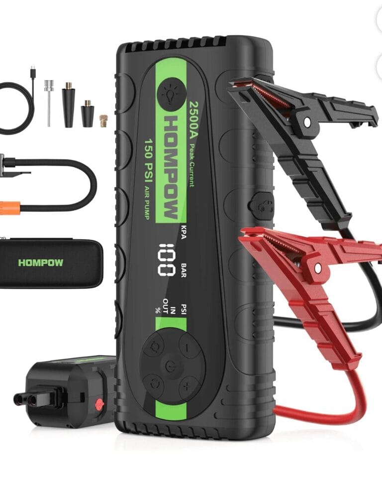 HOMPOW T31 Jump Starter with Air Compressor 2500A Portable Battery Booster with Digital Tire Inflator