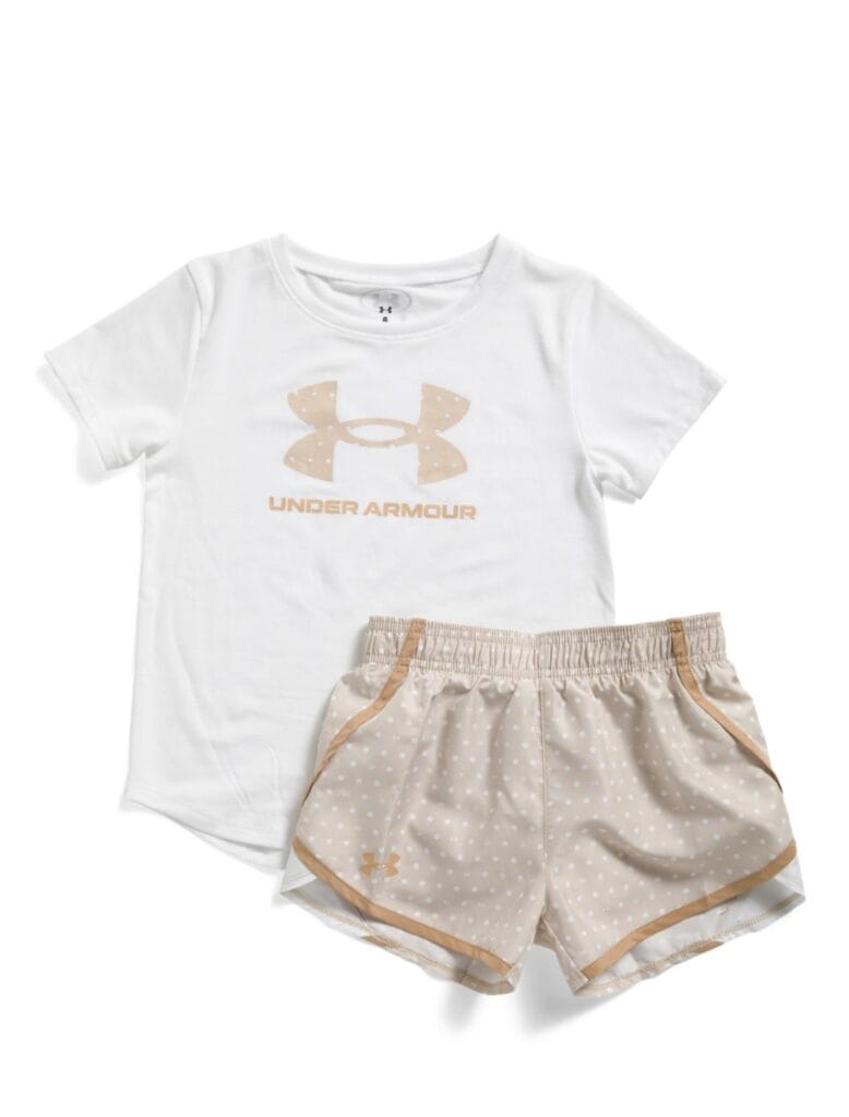 Little Girls Printed Woven Tee And Shorts Set