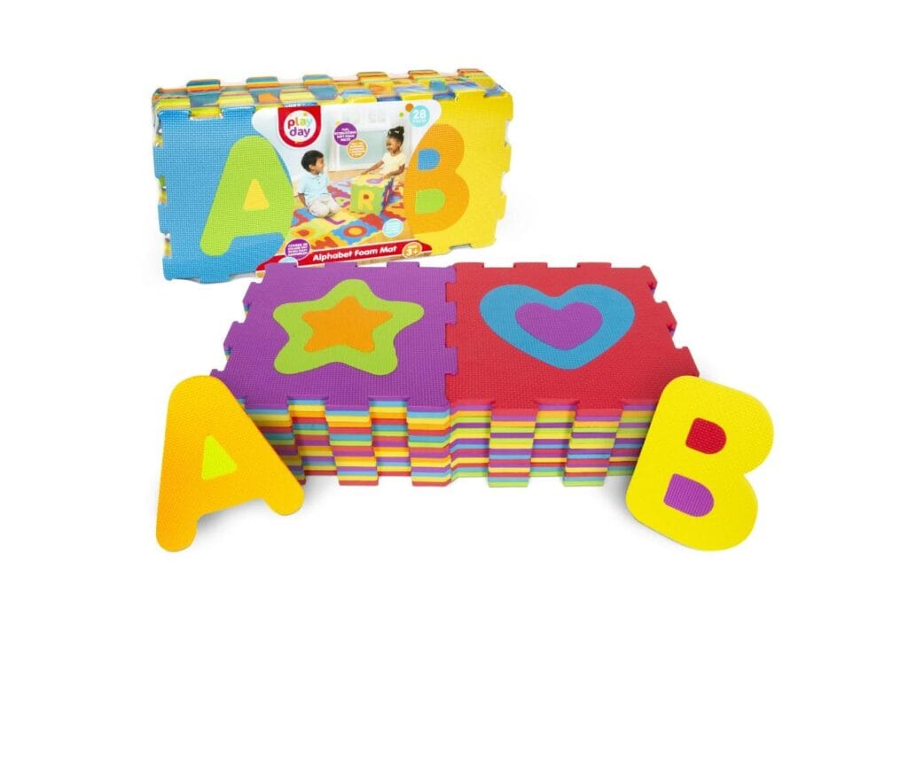 Play Day ABC Foam Playmat Learning Toy Set, 28 Interlocking Pieces, Multi-Color, Preschool and Toddler Toys
