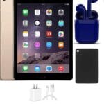 Restored Apple iPad Air 2 9.7-inch Retina 16GB Wi-Fi Only Latest OS Bundle: USA Essentials Bluetooth/Wireless Airbuds, Case, Rapid Charger