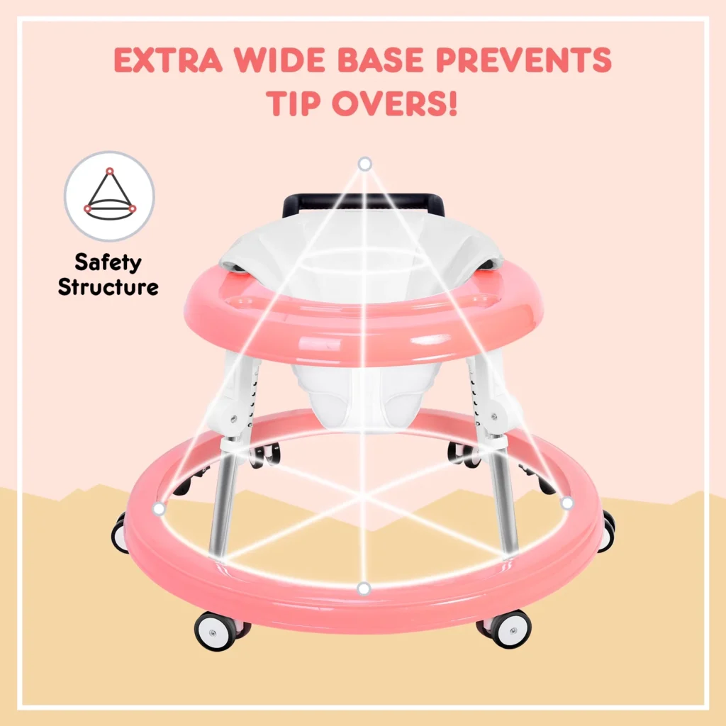 HARPPA Foldable Baby Walker for Babies 6-24 Months | Anti-Rollover, Adjustable Seat & Height,