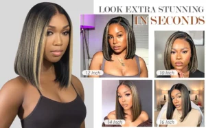 Wear and Go Glueless 10 Inch P1B/27 Bob Wig – Pre-Plucked & Pre-Cut 5x5 HD Lace Closure Human Hair Wig