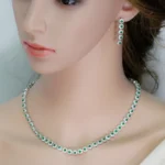 CWWZircons Multicolor Cubic Zirconia Choker Necklace & Earrings Set – Elegant Wedding & Party Jewelry for Women (T119)