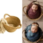 Newborn Photography Basket – Woven Baby Full Moon Photo Shoot Prop for Infants