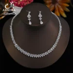 ASNORA 2024 Luxury Zircon Jewelry Set – Round Necklace & Earrings for Weddings, Parties & Bridesmaid Gifts (X0478)