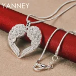 925 Sterling Silver Feather Heart Necklace for Women – 16-30 Inches Fashion Charm, Wedding & Party Jewelry Gift