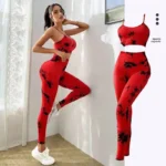 Women's Tie-Dye Yoga Set – Seamless High-Waist Leggings & Sports Bra | 2-Piece Workout Tracksuit for Gym & Fitness