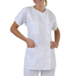“Unisex Short Sleeve Medical Work Shirt – Collarless Nurse & Doctor Uniform Top for Hospital or Pharmacy