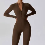 Women's Long Sleeve Yoga Jumpsuit ,Zip-Up One-Piece Activewear for Gym, Yoga, & High-Intensity Workouts