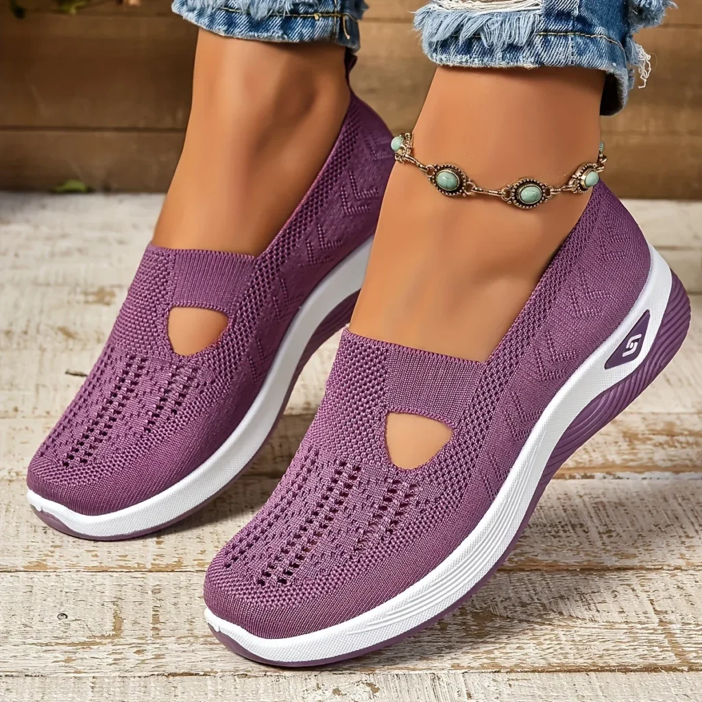 Women's Breathable Slip-On Walking Sneakers – Lightweight, Orthopedic, Non-Slip Summer Flats