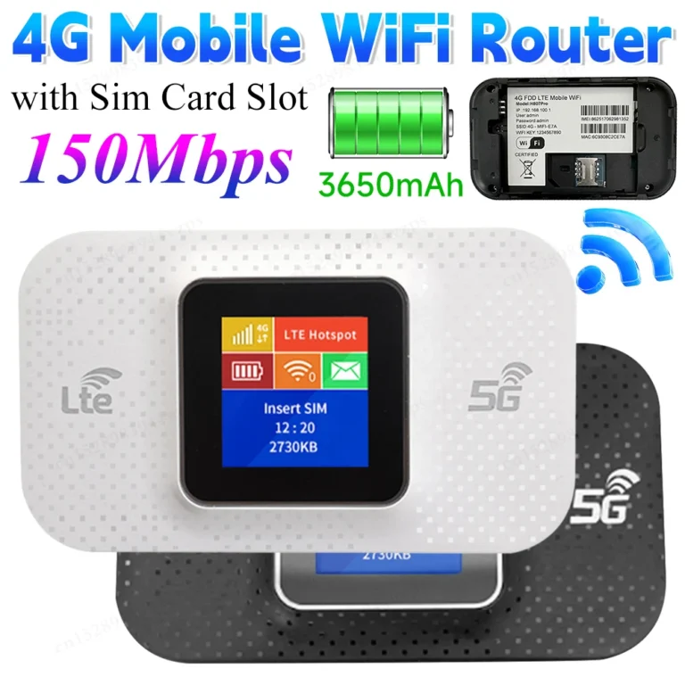 H807Pro 4G LTE Mobile WiFi Router – 150Mbps Portable Wireless Hotspot with SIM Slot & 3650mAh Battery for Travel & Home Use