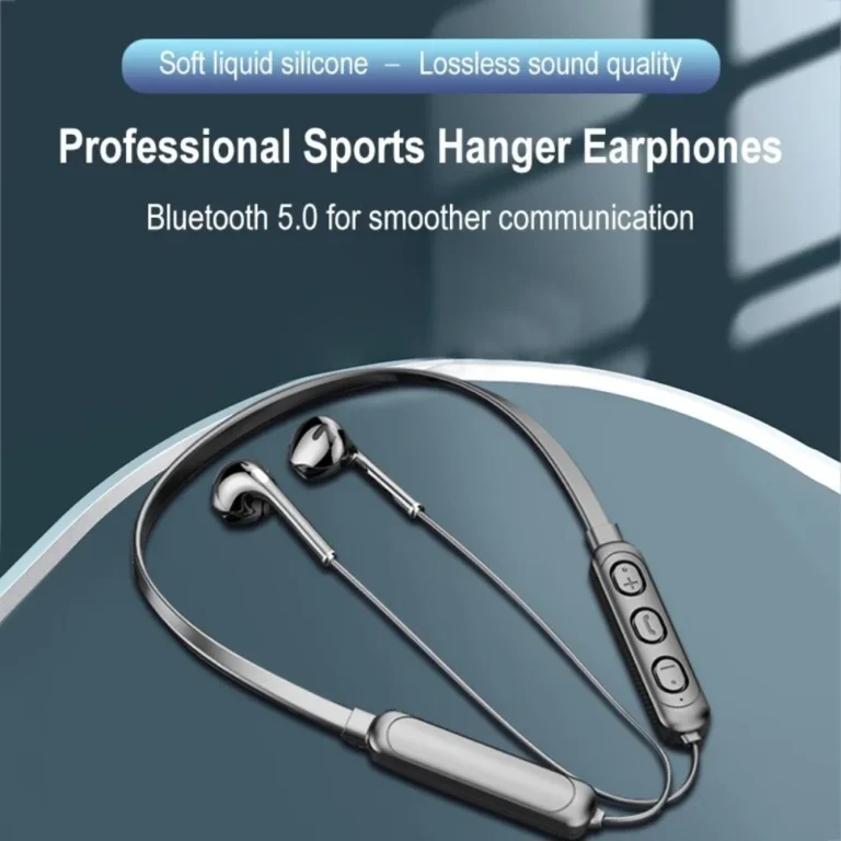 Wireless Bluetooth 5.0 Neck-Hanging Stereo Earphones with Mic – Bluetooth Headset for Clear Calls & Premium Sound