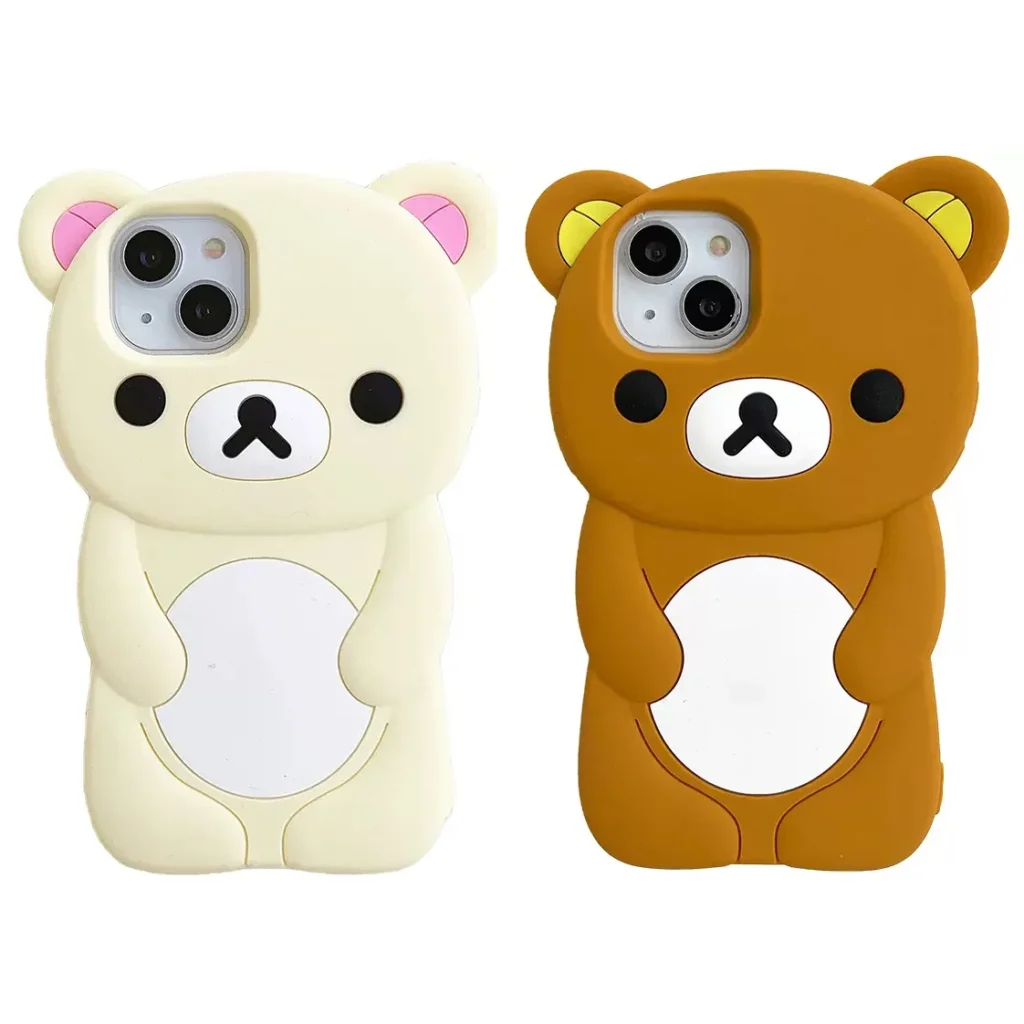 Rilakkuma Bear Silicone Soft Cover Case - Cute & Durable Protection for iPhone 16, 15, 14, 13, 12, 11 Pro Max, Mini, Plus, Xs, XR, 6, 7, 8
