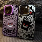 Anime Gengar Phone Case - Colorful Matte Silver Hard Cover for iPhone 16, 15, 14, 13, 12, 11 Pro Max, X, Xs, XR, 8, 7