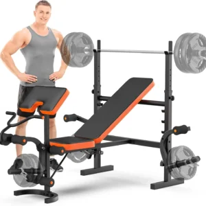 6-in-1 Adjustable Weight Bench, 990LB Capacity, Leg Developer & Preacher Curl Station