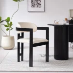Nordic Wooden Dining Chair – Modern Accent Chair with Antique Replica Design for Kitchen, Events, or Dining Room